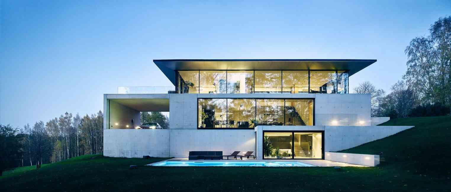 Premium aluminium glazed facade villa